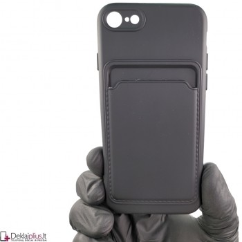 Švelnus silikoninis dėklas su kišenėle - juodas (Apple Iphone 7/8/Se 2020/Se 2022) Švelnus silikoninis dėklas su kišenėle - juodas (Apple Iphone 7/8/Se 2020/Se 2022)